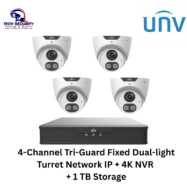 UNV Tri-Guard Fixed Dual-light Turret Network IP + 4K NVR  + 1 TB HDD Storage - Image 2