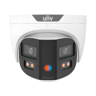 UNV 4K Wide Angle 180° FOV NDAA Compliant Weatherproof ColorHunter Tri-Guard 2.0 OmniView Series Fixed Turret IP Security Camera with Active Deterrence, 24/7 Color, Deep Learning AI Smart Events, Dual Mics (IPC3K28SE-ADF28KMC-DL-I0)