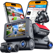 ROVE R3 3-Channel Dash Cam - 2.5K 1440P Front, 1080P Cabin & Rear, Built-in WiFi & GPS