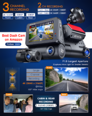 ROVE R3 3-Channel Dash Cam - 2.5K 1440P Front, 1080P Cabin & Rear, Built-in WiFi & GPS - Image 3