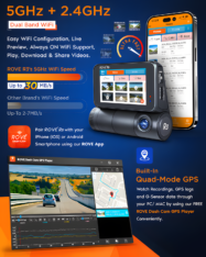 ROVE R3 3-Channel Dash Cam - 2.5K 1440P Front, 1080P Cabin & Rear, Built-in WiFi & GPS - Image 2