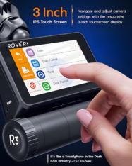 ROVE R3 3-Channel Dash Cam - 2.5K 1440P Front, 1080P Cabin & Rear, Built-in WiFi & GPS - Image 6