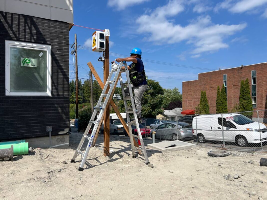 Rental security camera installation at construction site